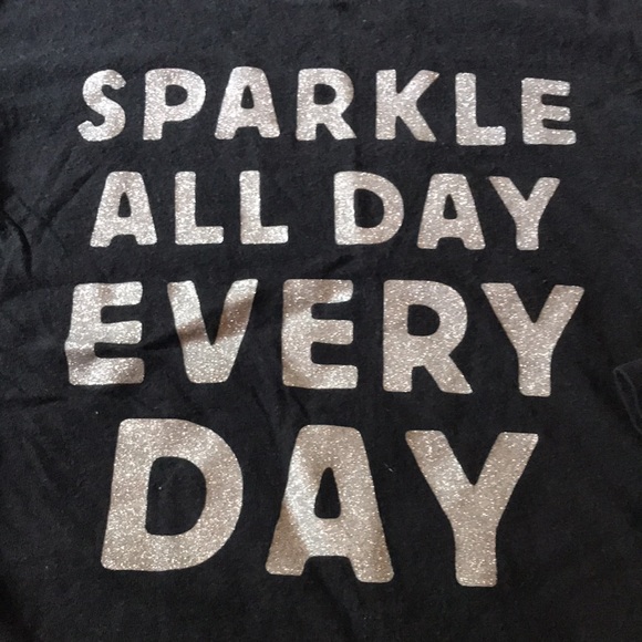 Old Navy Black Long Sleeve Top Silver Sparkle Lettering - Picture 2 of 3